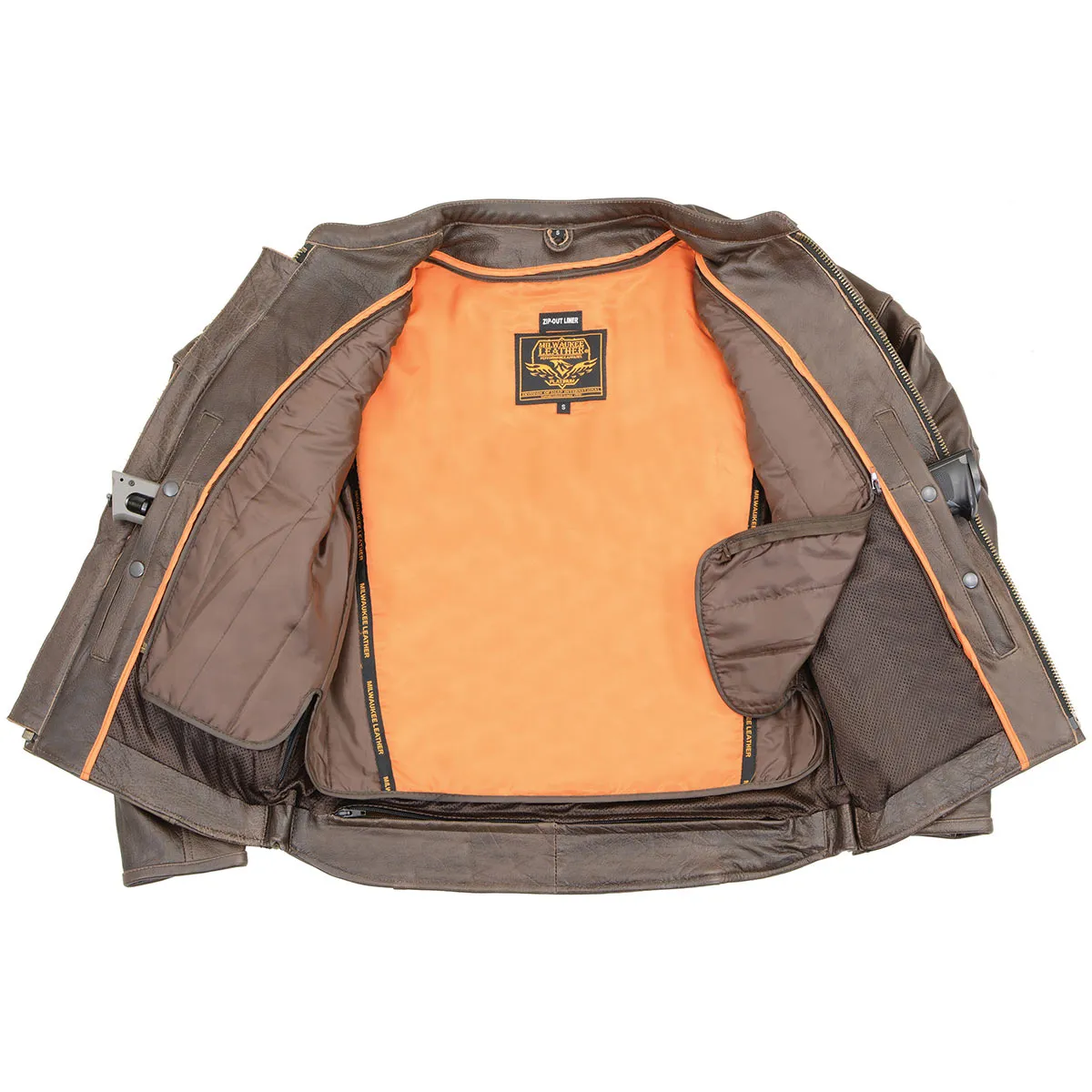 Retro Brown ML1408RT Men's  'Savage' Sporty Crossover Retro Leather Jacket