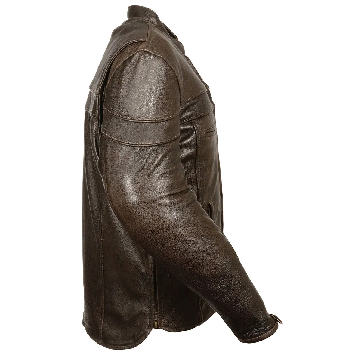 Retro Brown ML1408RT Men's  'Savage' Sporty Crossover Retro Leather Jacket