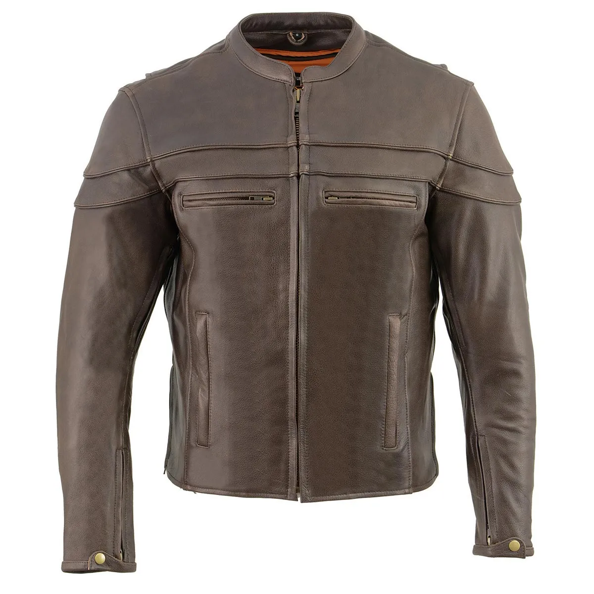 Retro Brown ML1408RT Men's  'Savage' Sporty Crossover Retro Leather Jacket