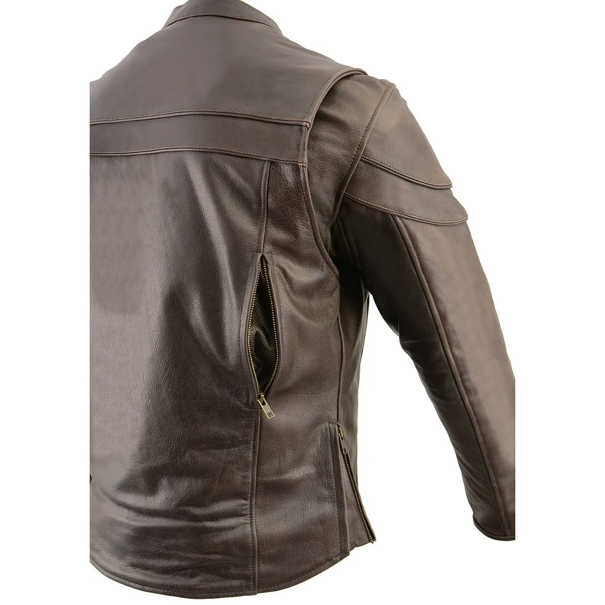 Retro Brown ML1408RT Men's  'Savage' Sporty Crossover Retro Leather Jacket