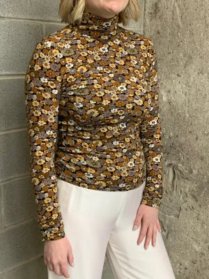 retro floral printed turtleneck