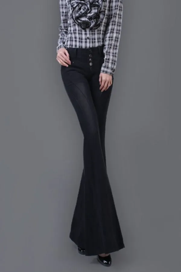 Retro High Waisted Button Front Jeans