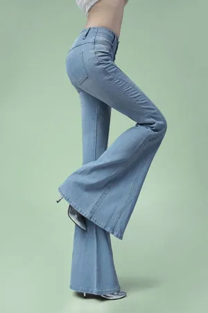 Retro High Waisted Button Front Jeans