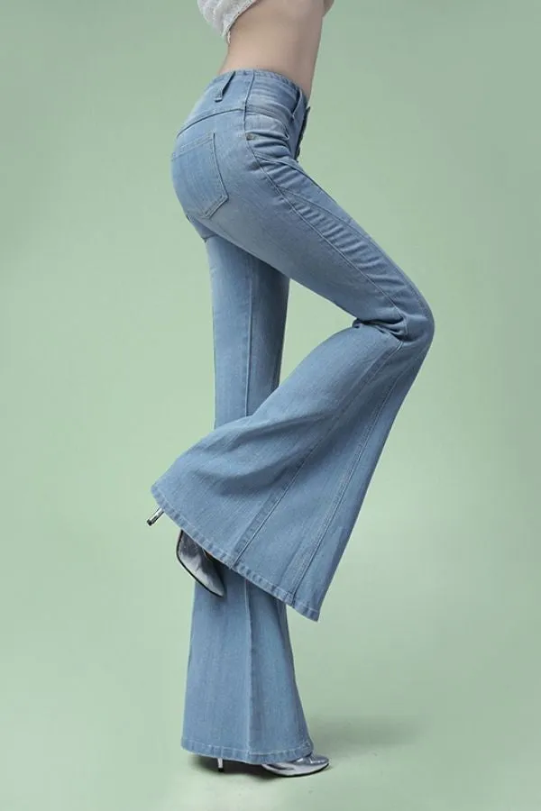 Retro High Waisted Button Front Jeans