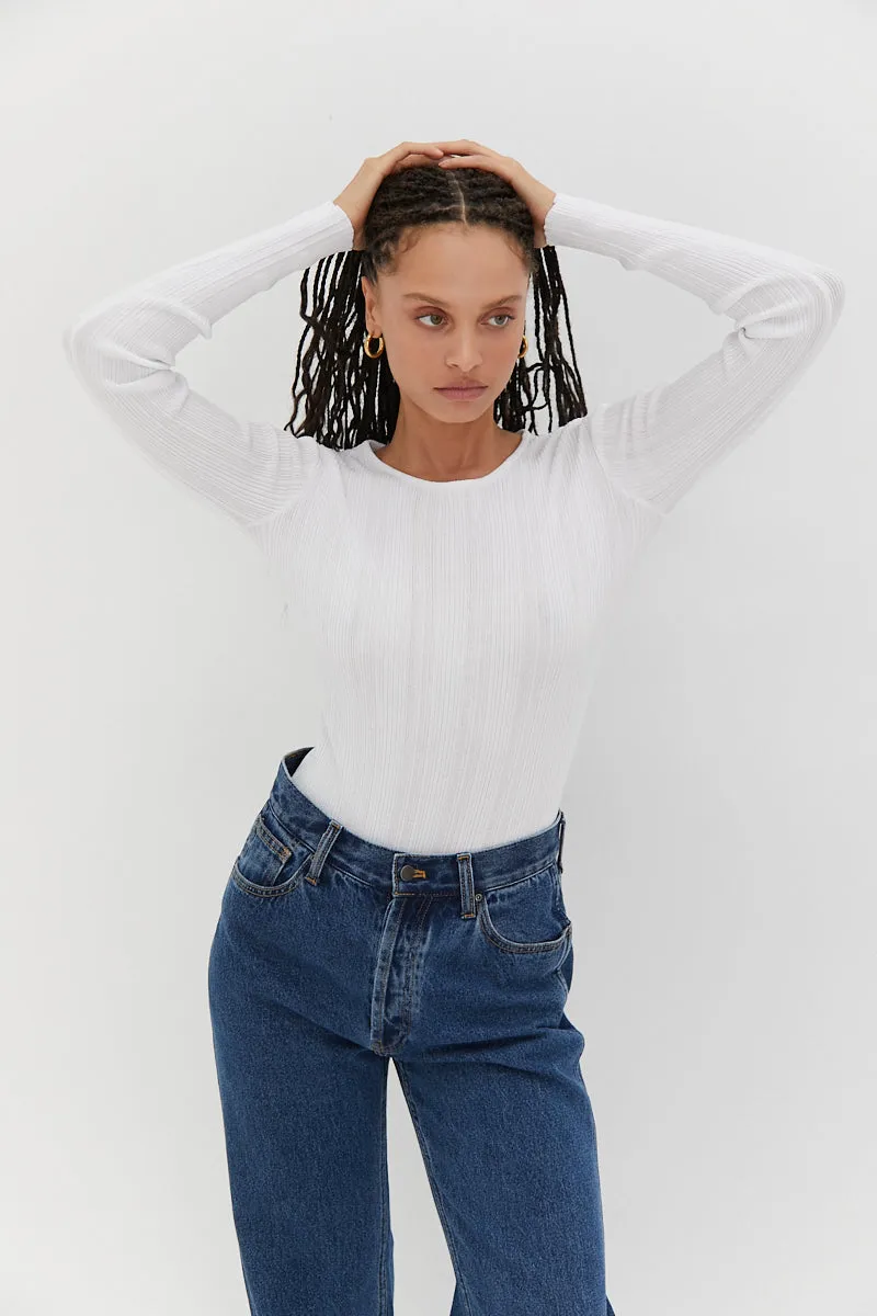Ribbed Bodysuit - White