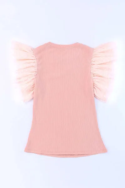 Riley Ruffled Round Neck Cap Sleeve Blouse
