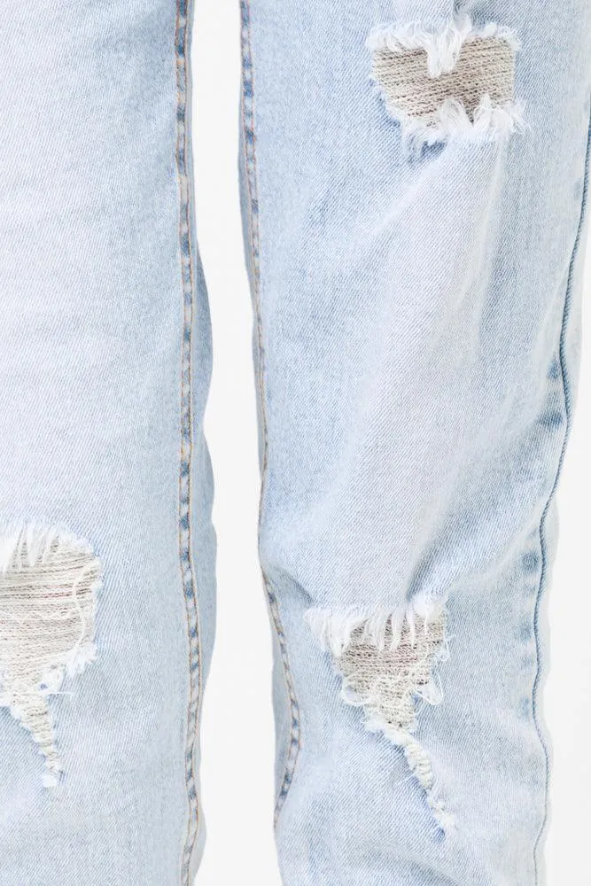 Ripped Skinny Denim Jeans Light Blue