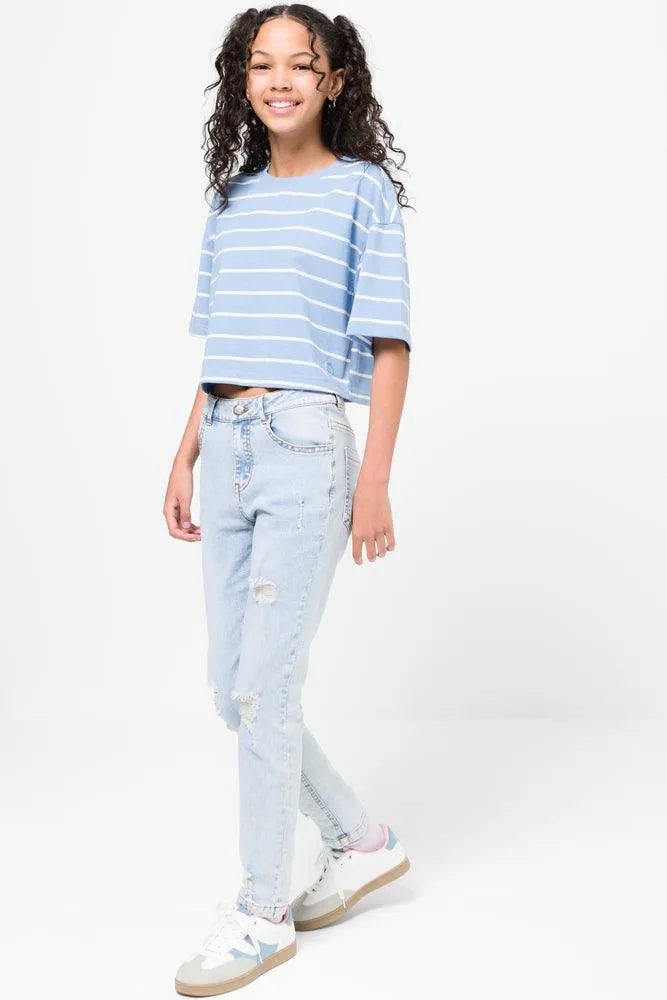 Ripped Skinny Denim Jeans Light Blue