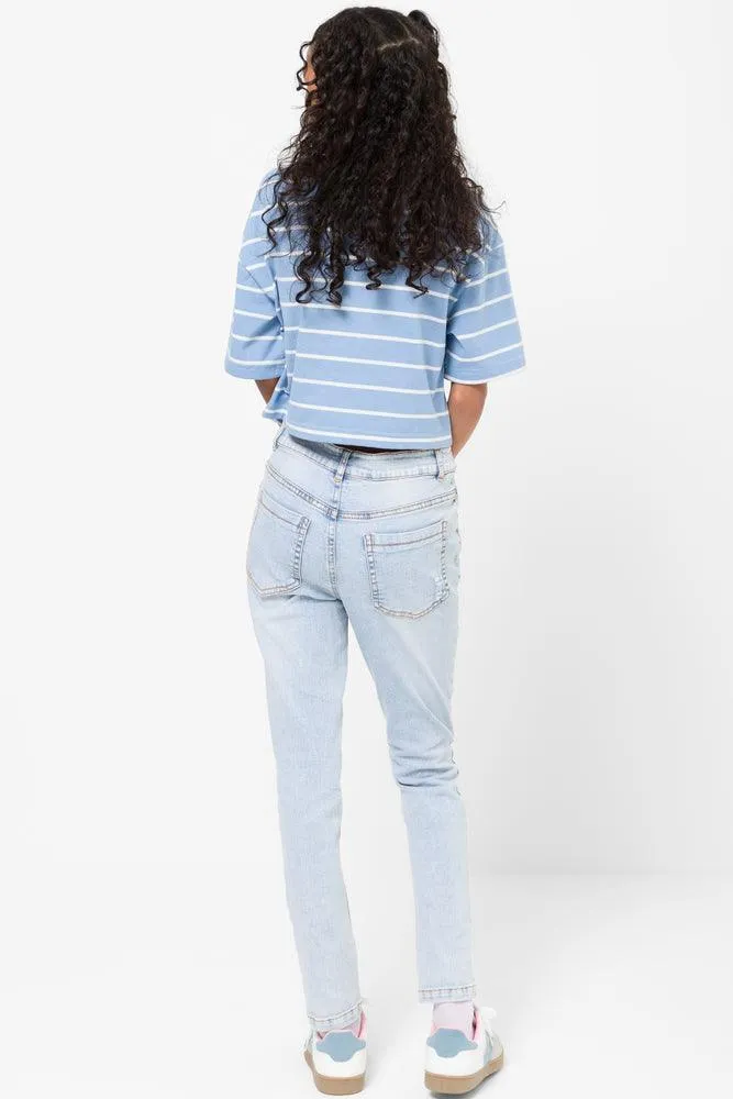 Ripped Skinny Denim Jeans Light Blue