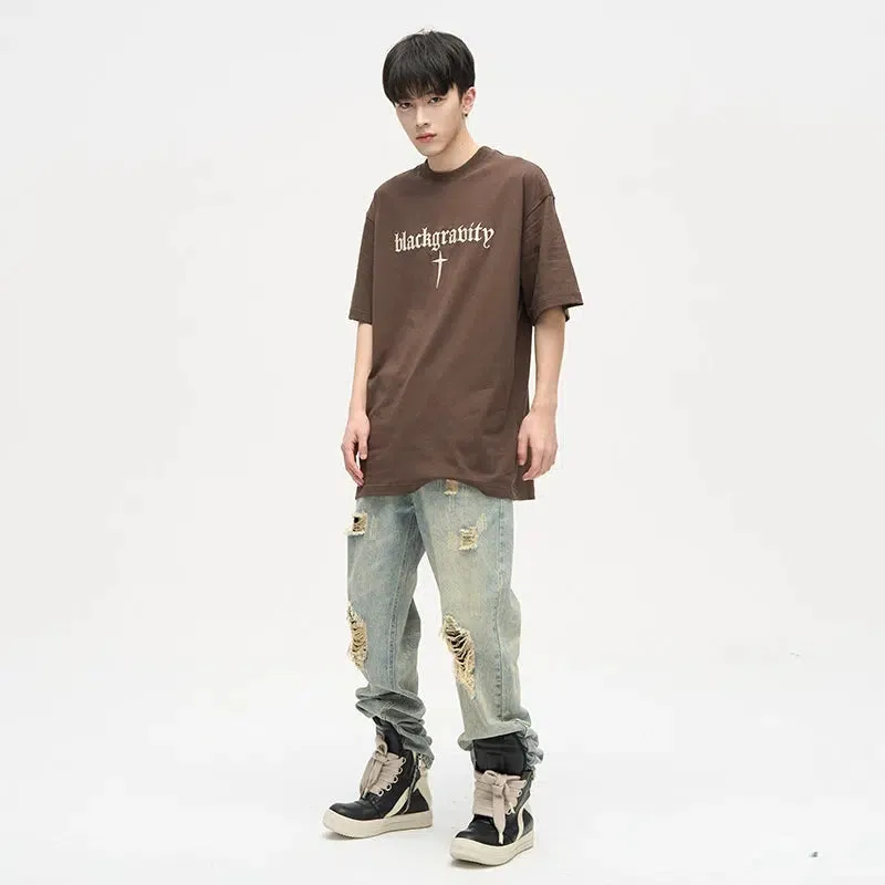 Ripped Straight-leg Jeans