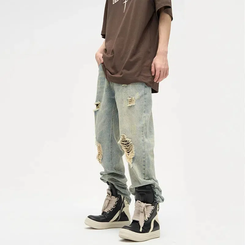 Ripped Straight-leg Jeans