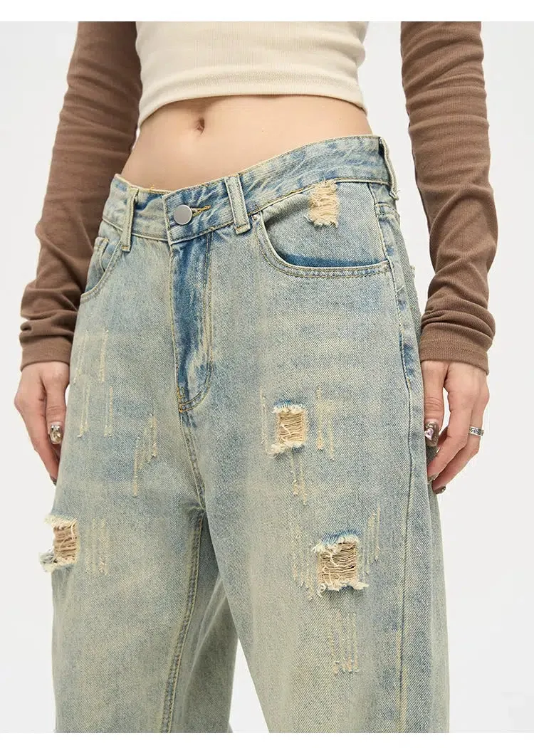Ripped Straight-leg Jeans