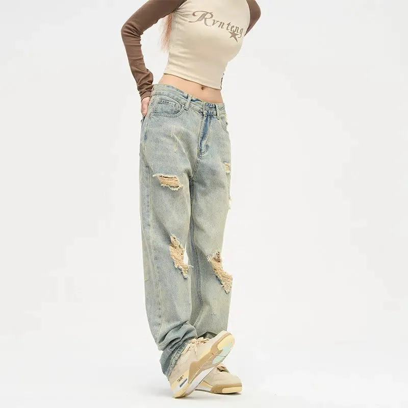 Ripped Straight-leg Jeans