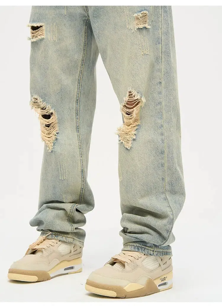 Ripped Straight-leg Jeans