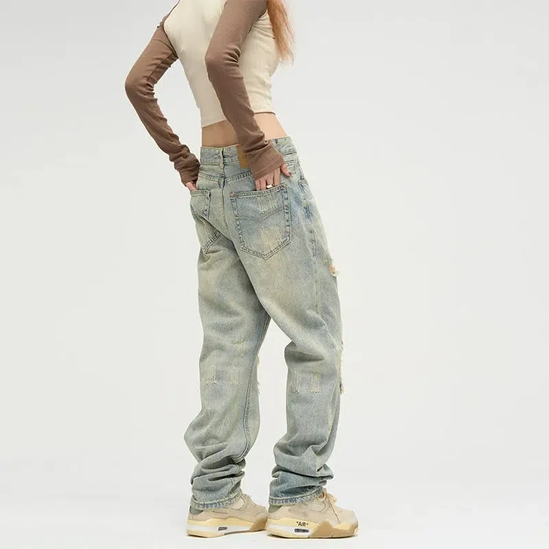 Ripped Straight-leg Jeans