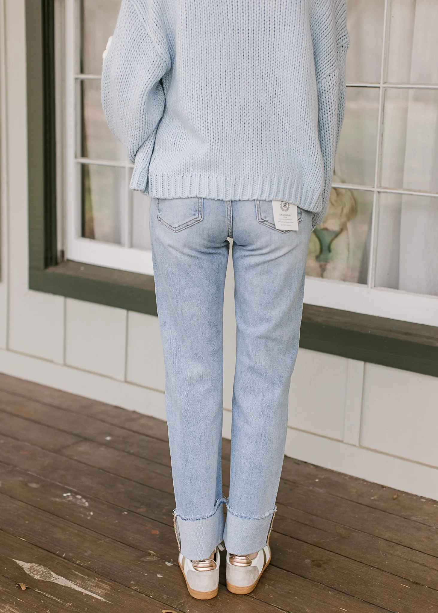 Risen High Rise-Straight-Cuffed Jeans