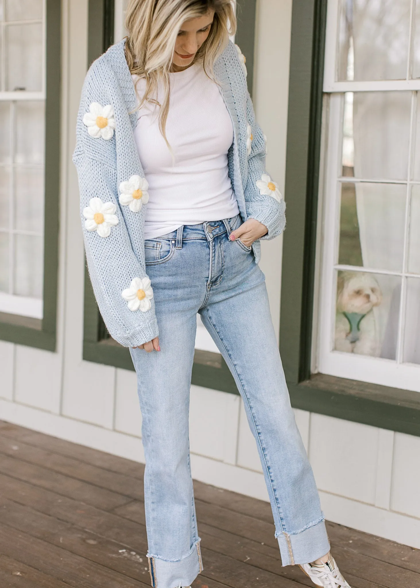 Risen High Rise-Straight-Cuffed Jeans