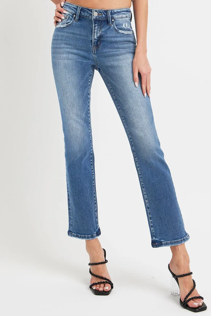 Risen Straight Leg Ankle Jeans