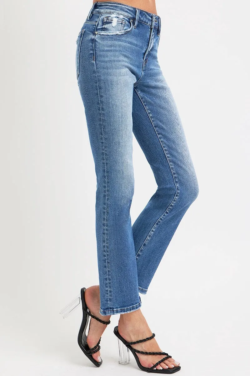 Risen Straight Leg Ankle Jeans
