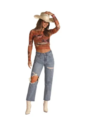 Rock & Roll RRWD9HR100 Back Yoke Crop Jeans