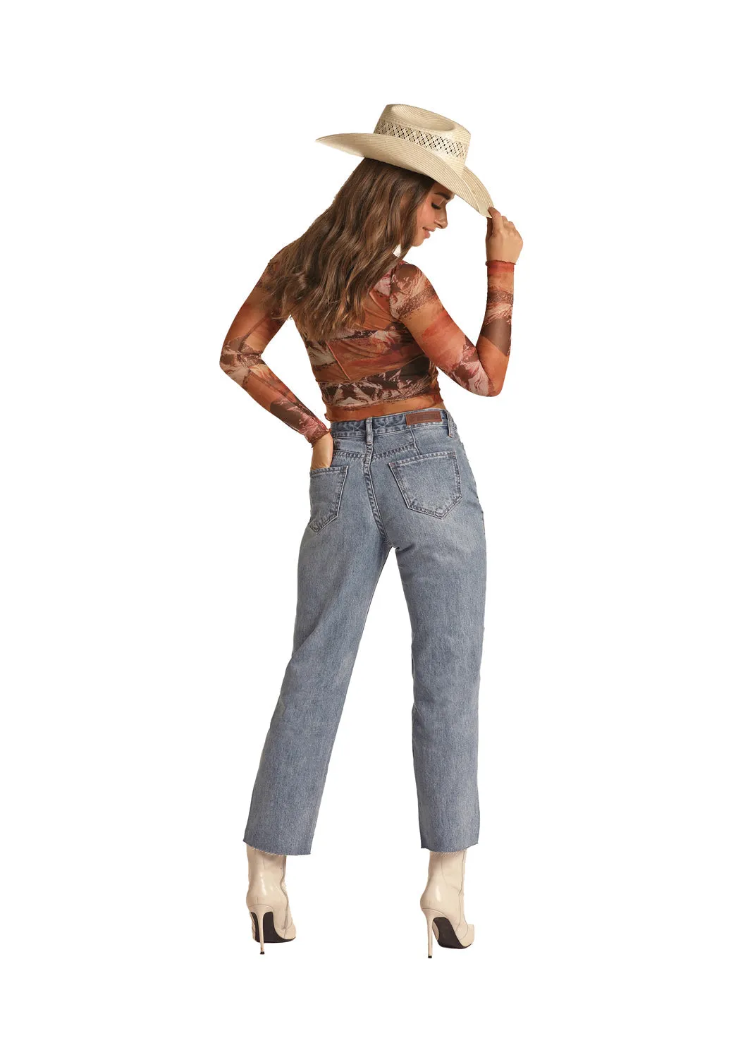 Rock & Roll RRWD9HR100 Back Yoke Crop Jeans