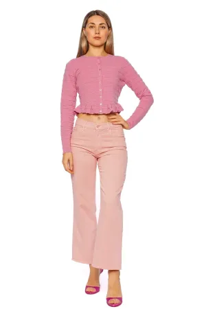 Rogan Sunset Pink Pointelle Knit Cardigan