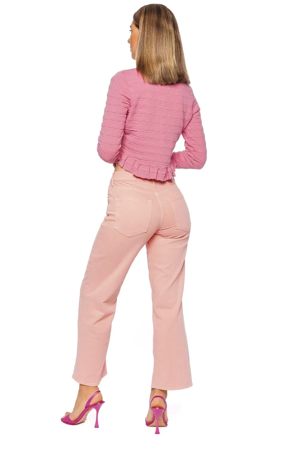 Rogan Sunset Pink Pointelle Knit Cardigan