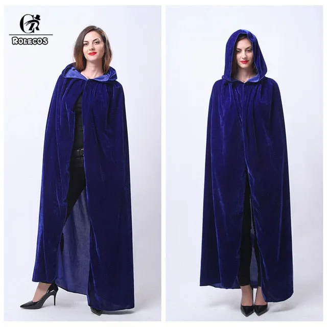 ROLECOS Halloween Cloak Costume Adult Witch Long Purple Green Red Black Hood and Capes Halloween Costumes for Women Men Cloak