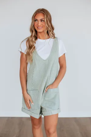Rooney Striped Short Overalls