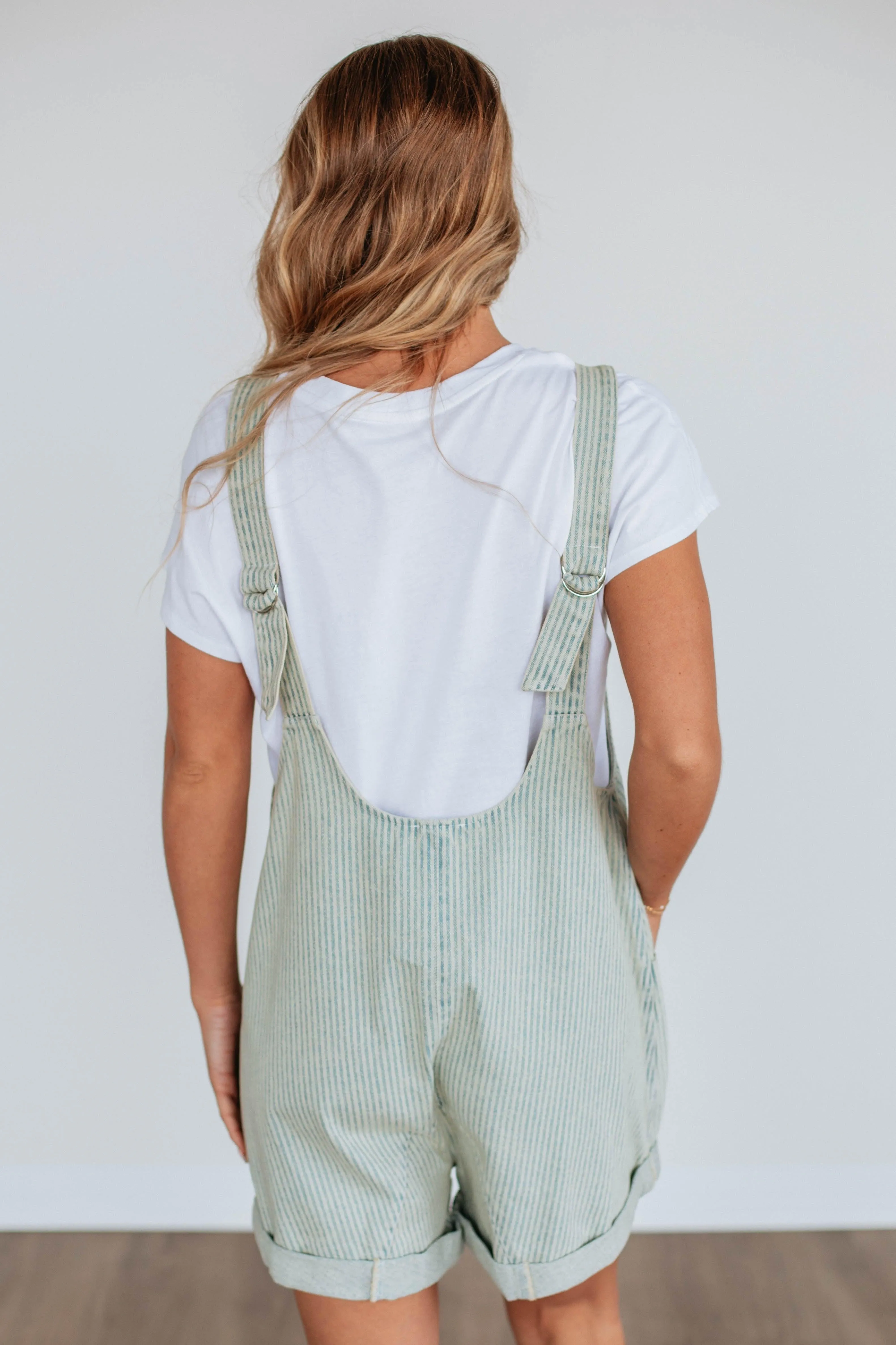 Rooney Striped Short Overalls