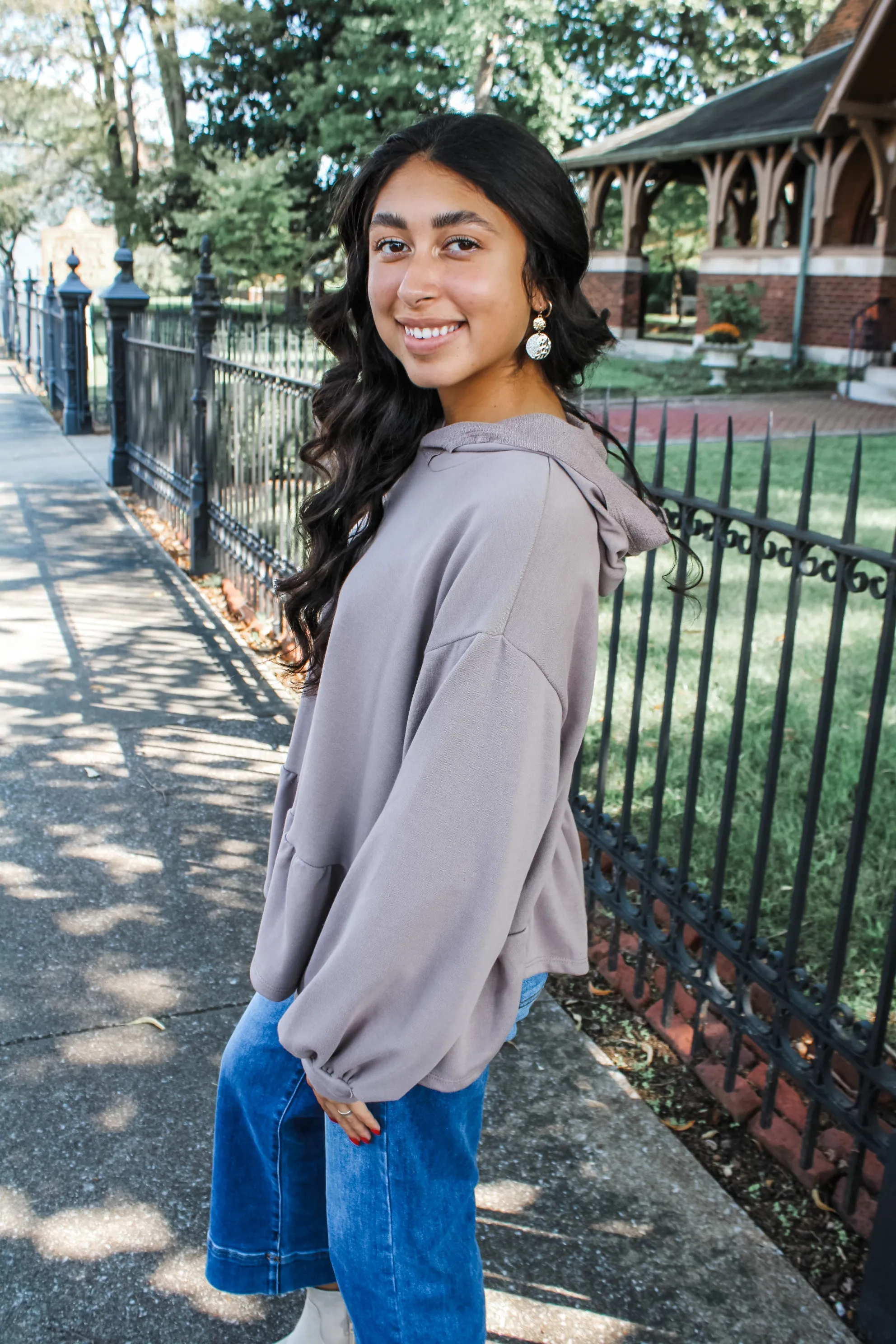 Rory Ruffle Hem Pullover • Mocha
