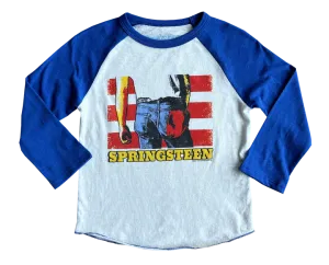 rowdy sprout- Bruce Springsteen Born in the USA Raglan (Vintage White/ Royal Blue)