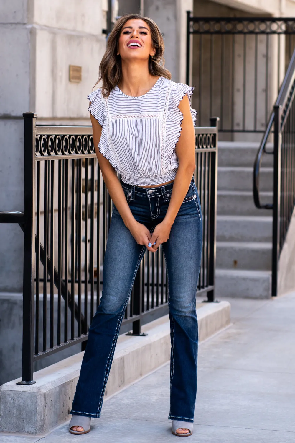 Ruffle Edge Smocked Top