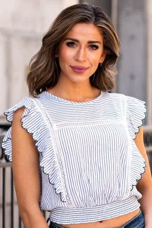 Ruffle Edge Smocked Top