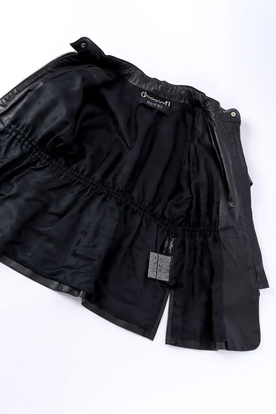 Ruffle Leather Zip-Up Jacket