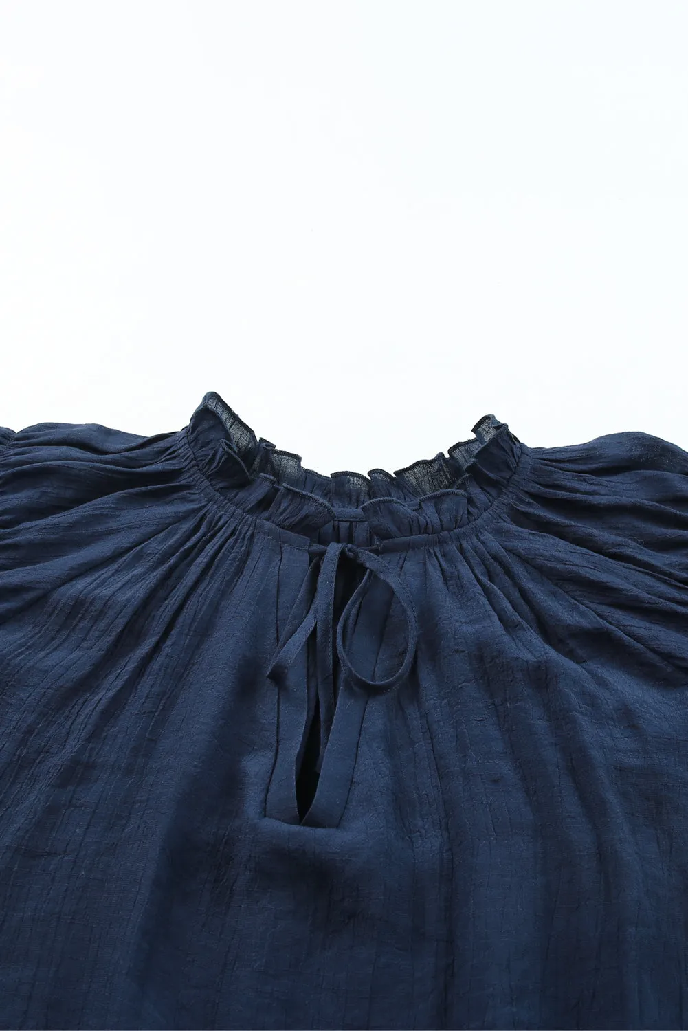 Ruffled Sleeve Drawstring Plus Size Blouse