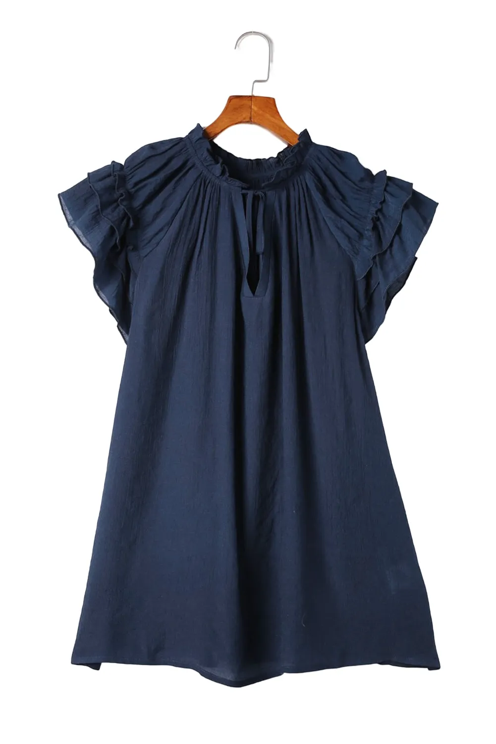Ruffled Sleeve Drawstring Plus Size Blouse