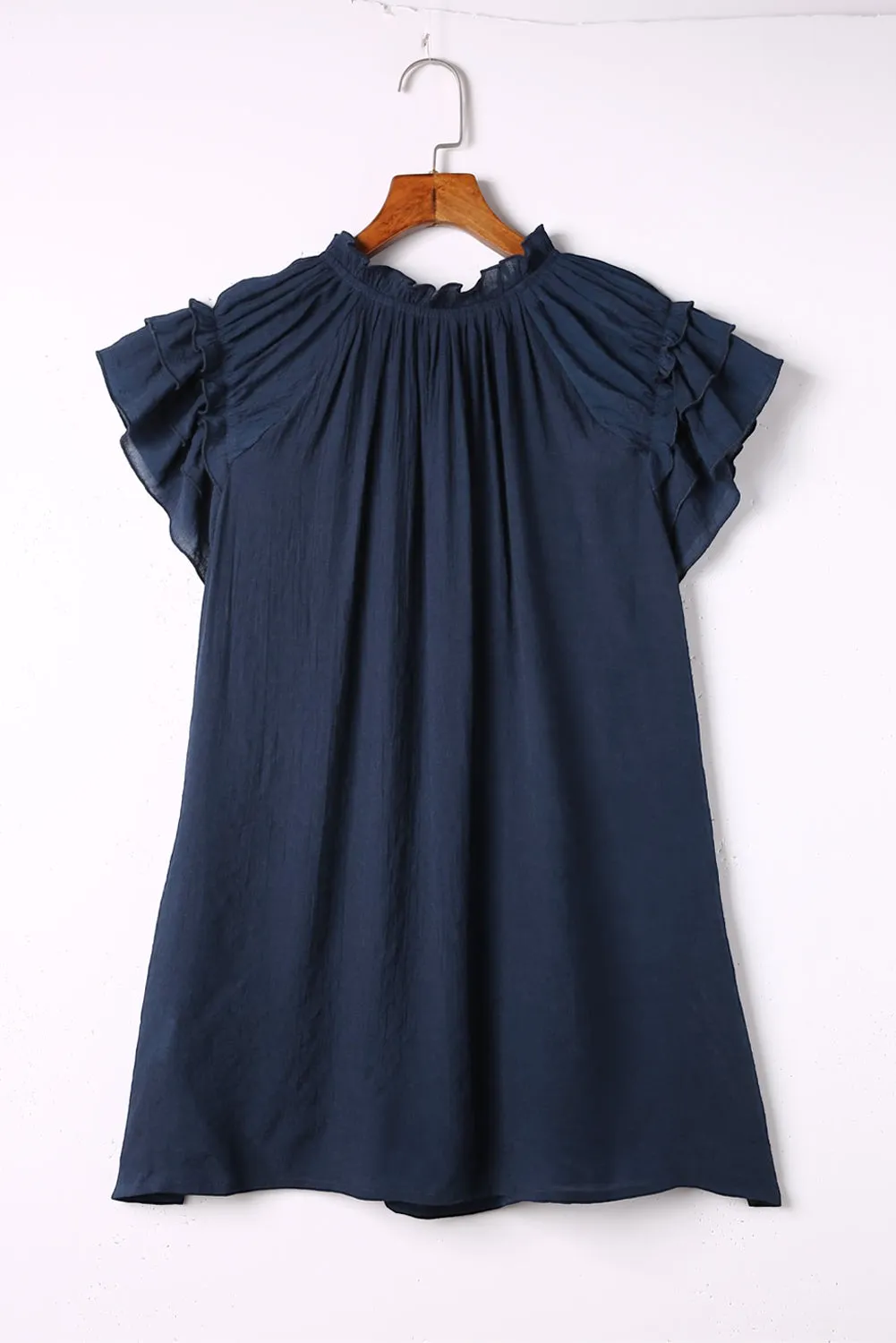 Ruffled Sleeve Drawstring Plus Size Blouse