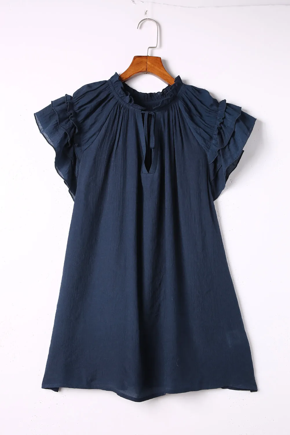 Ruffled Sleeve Drawstring Plus Size Blouse