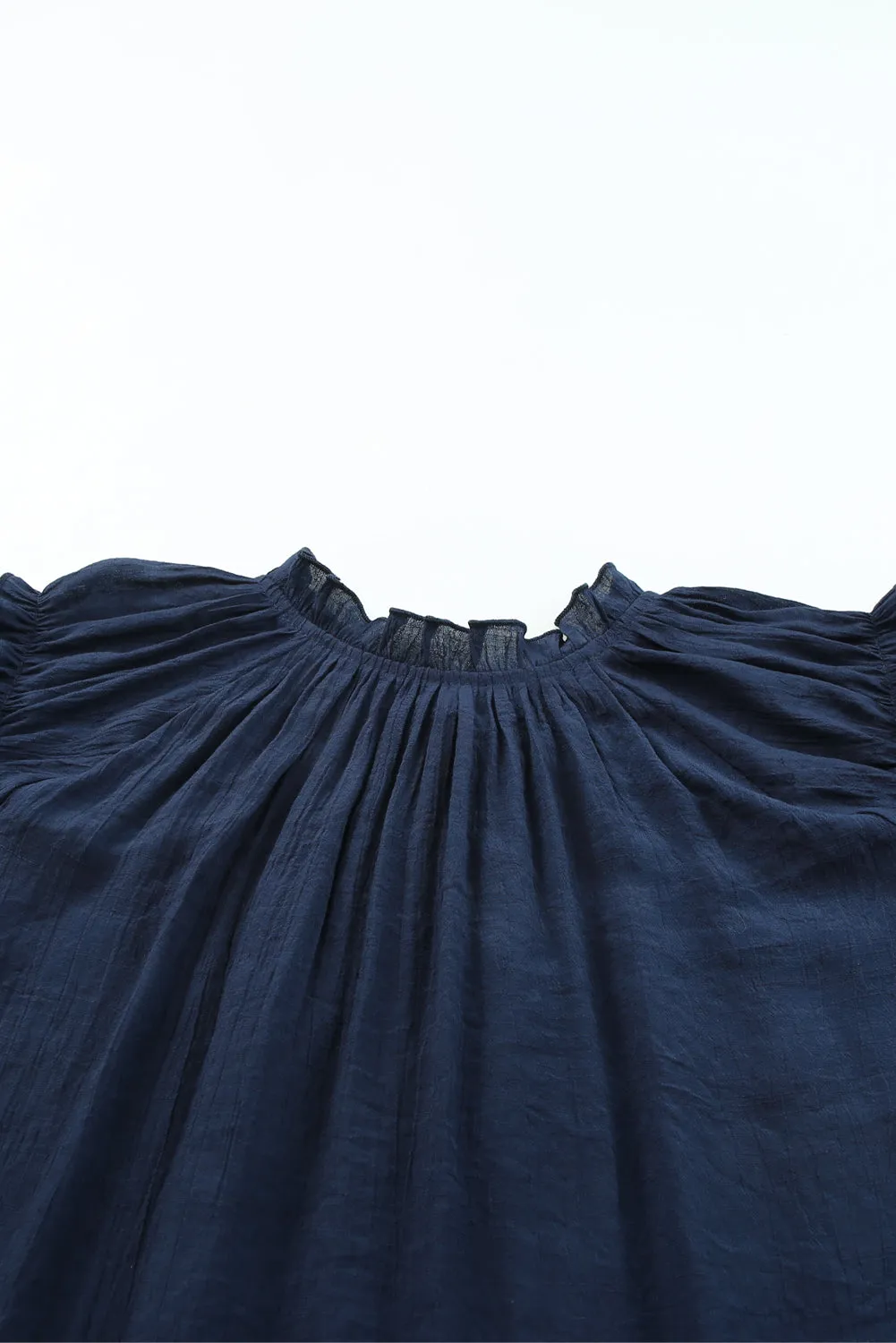Ruffled Sleeve Drawstring Plus Size Blouse
