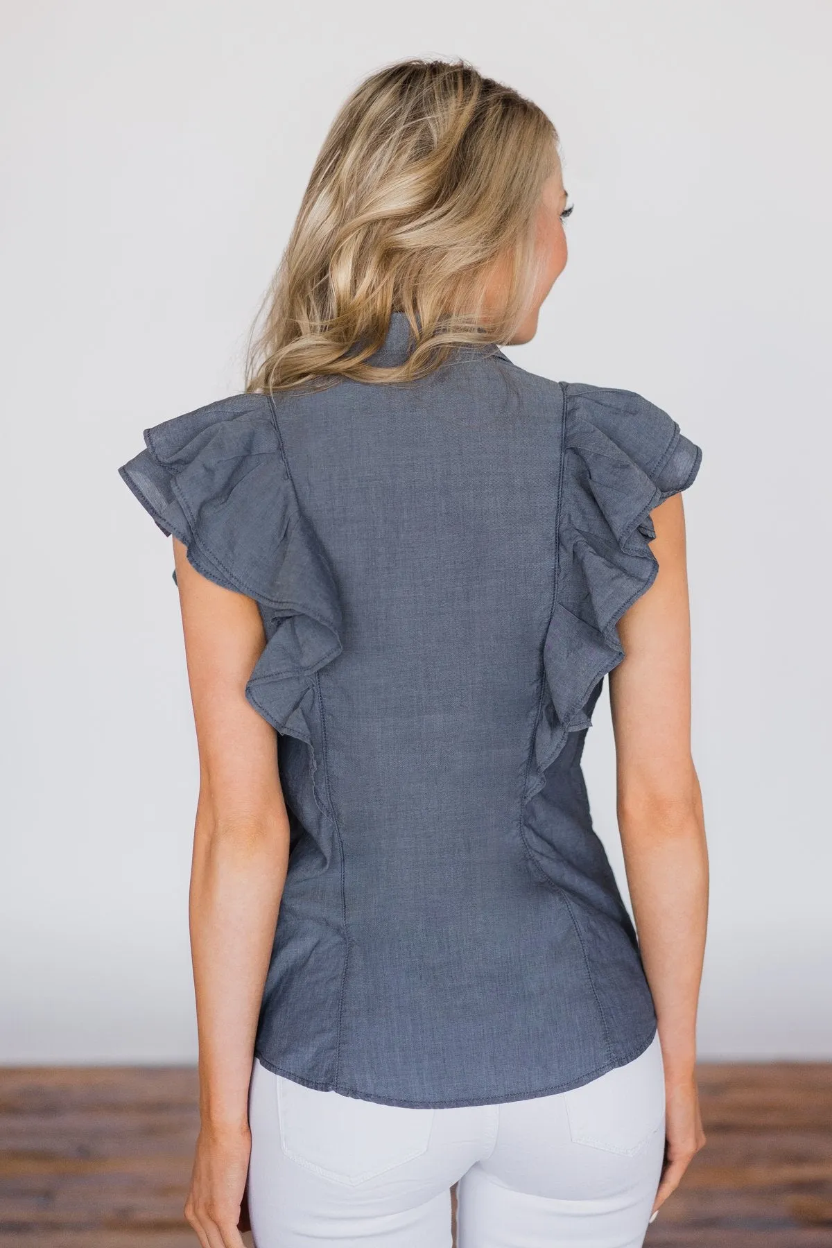 Ruffled Up Cutie Top - Denim