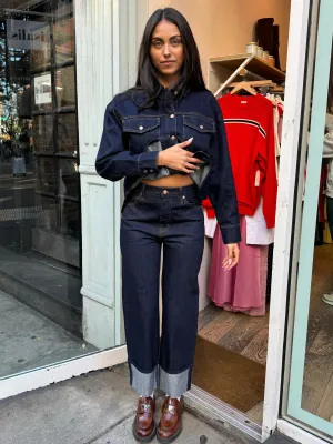 Ryder High Rise Cuffed Straight Leg Denim in Countdown