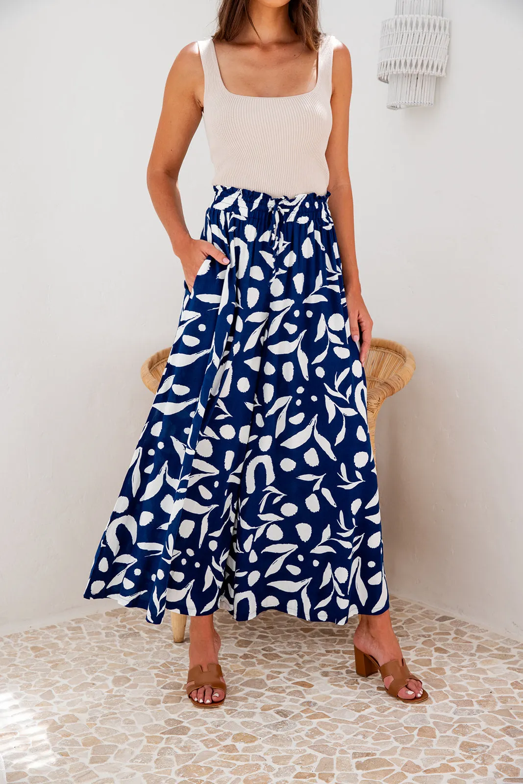 Sadie Wide Leg Pants- Navy