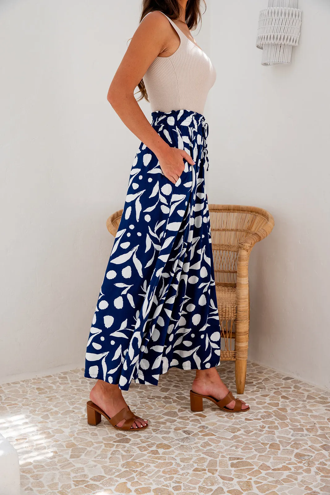 Sadie Wide Leg Pants- Navy