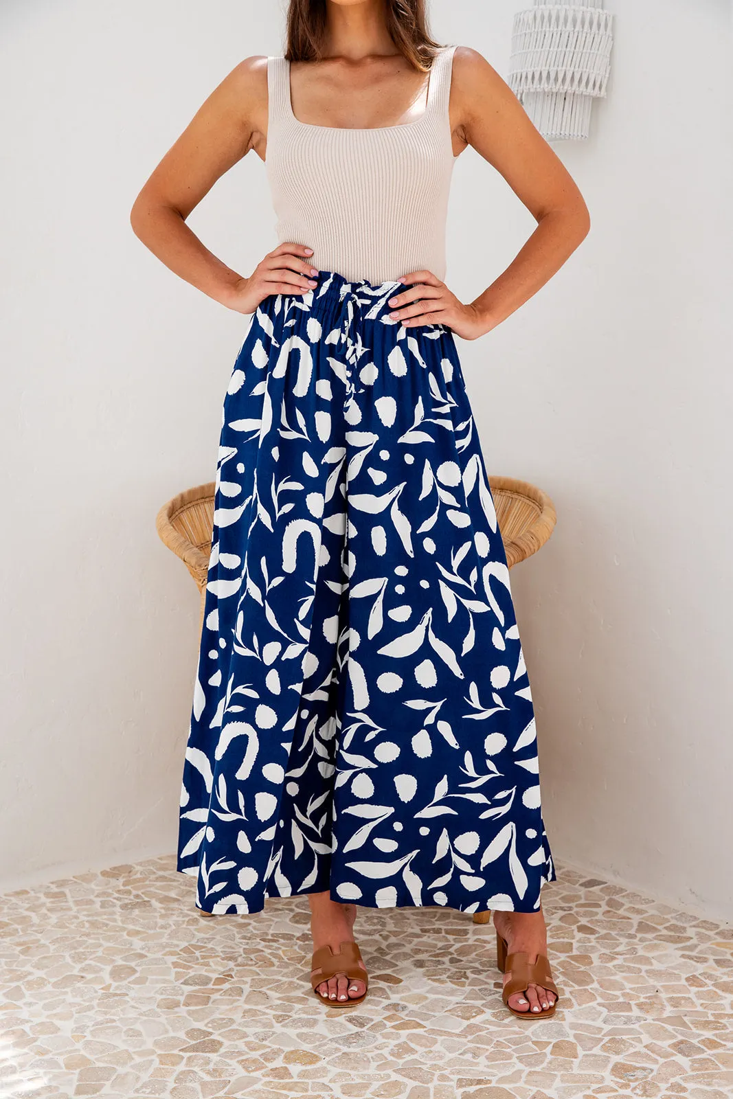 Sadie Wide Leg Pants- Navy