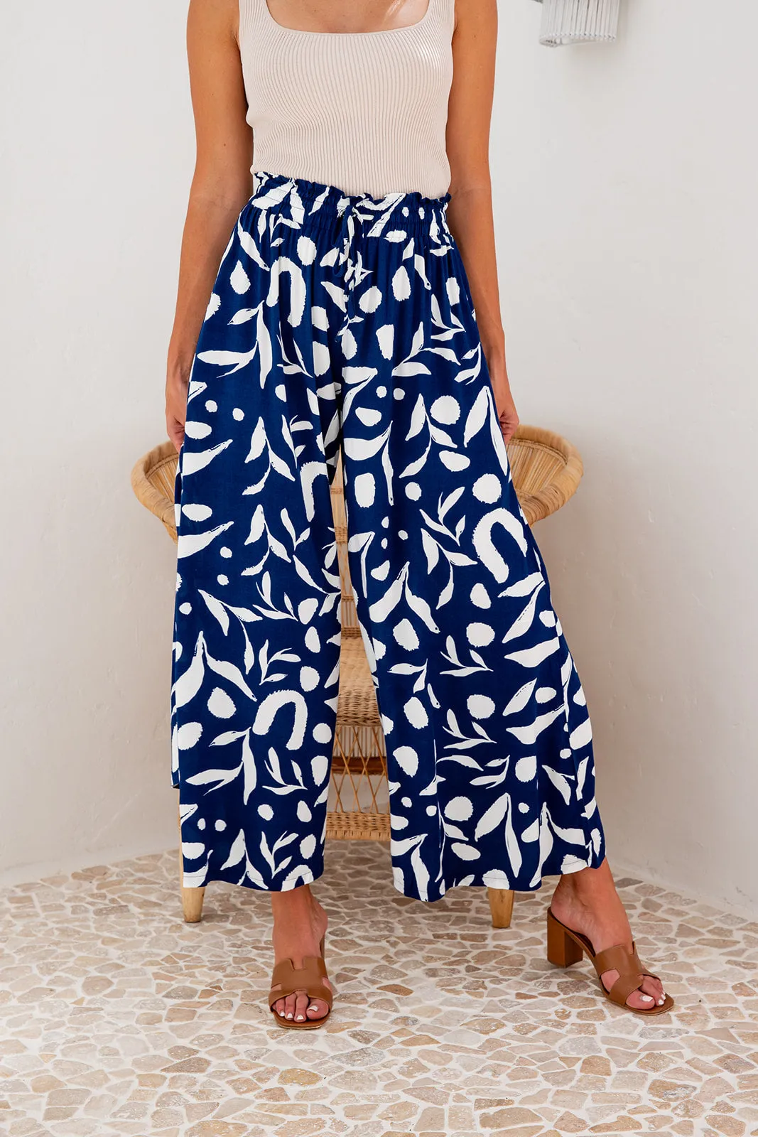 Sadie Wide Leg Pants- Navy