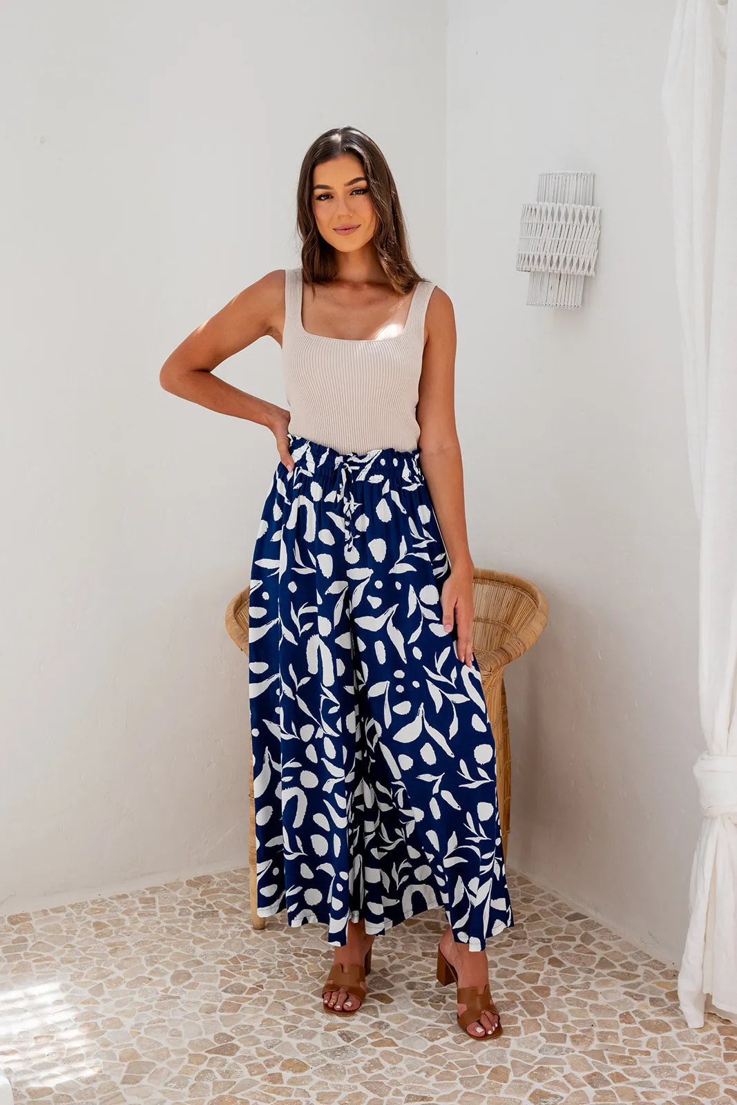 Sadie Wide Leg Pants- Navy