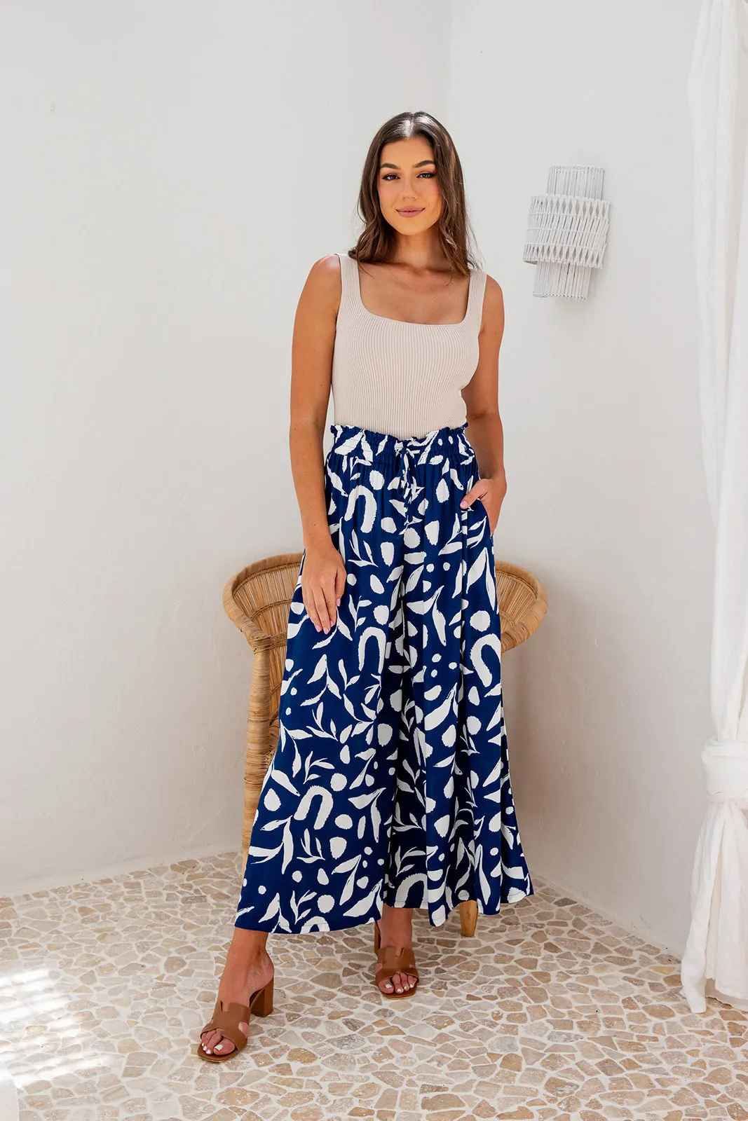 Sadie Wide Leg Pants- Navy