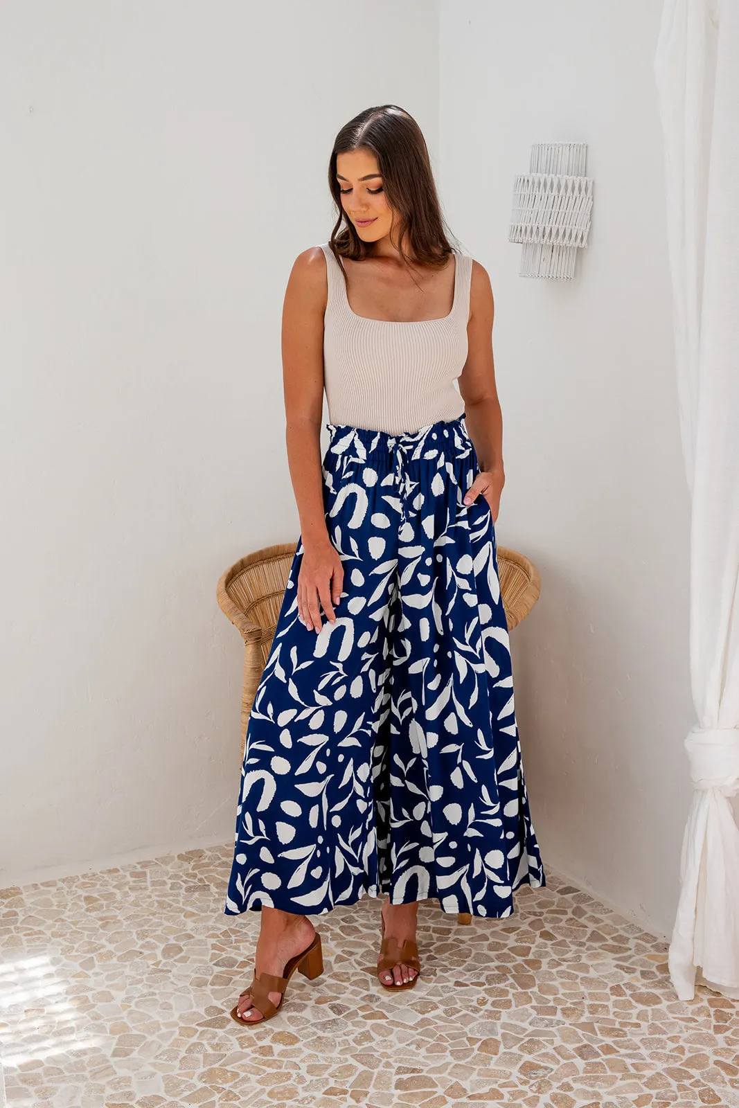 Sadie Wide Leg Pants- Navy
