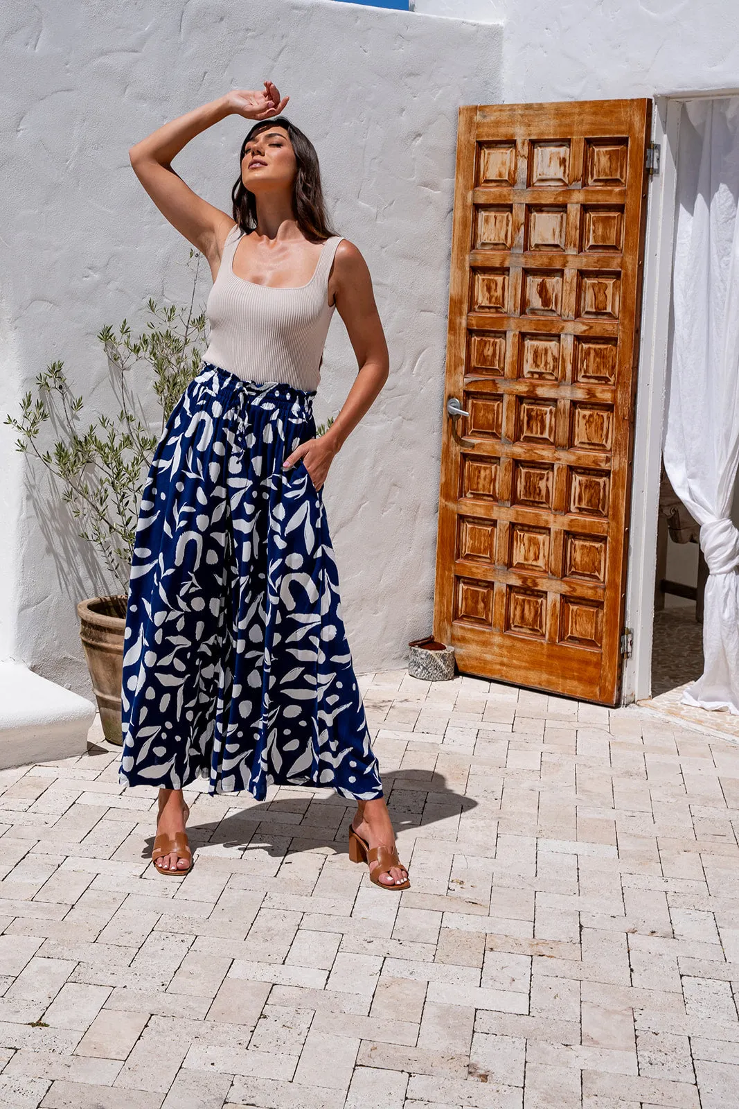 Sadie Wide Leg Pants- Navy